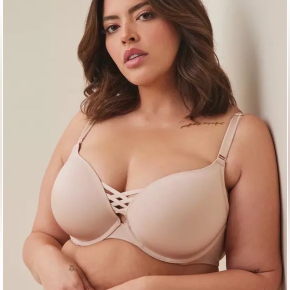NWT Torrid Curve XO Plunge Push-Up Bra Nude 48C - Picture 1 of 6